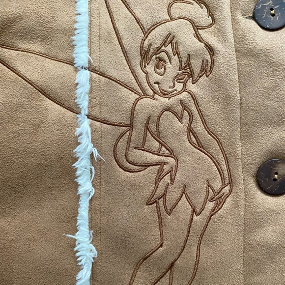 Vintage Disney Tinkerbell Suede Sherpa Jacket XL Y2K - Picture 5 of 10